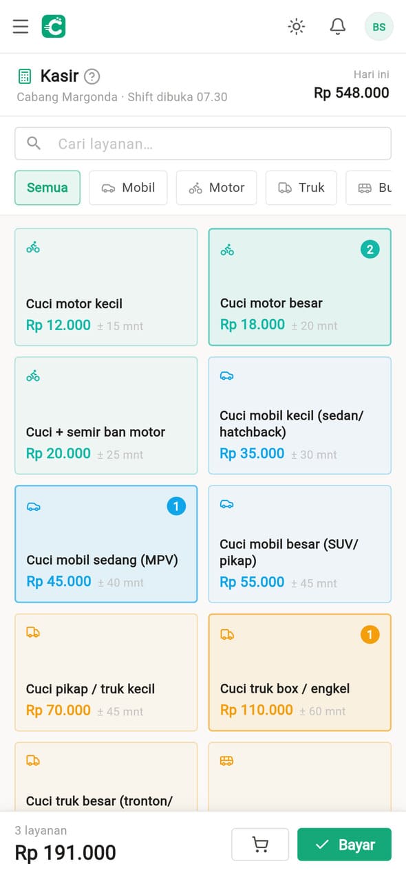 Nexadream product point-of-sale screen on a phone
